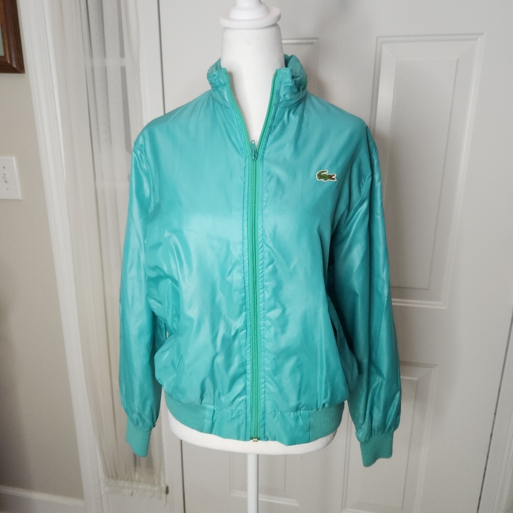 Women's Vintage Bright Green LACOSTE Hooded‎ Windbreaker Size Small